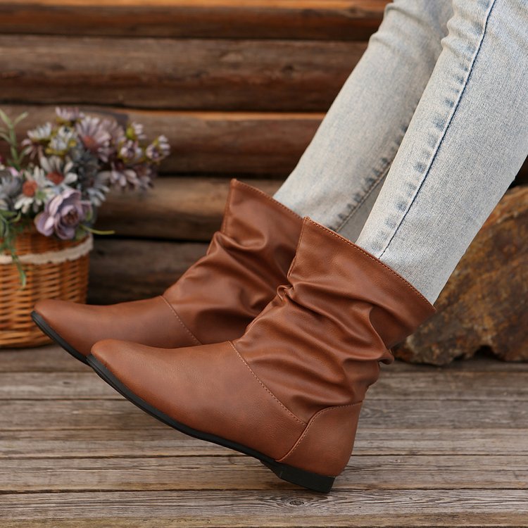 Bottines élégantes pour femme avec design froncé raffiné et tige douce