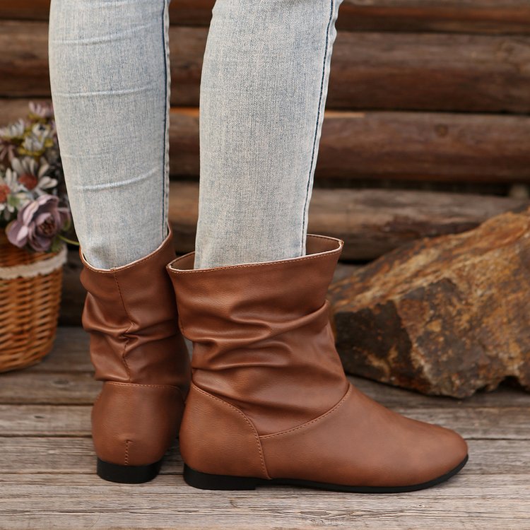 Bottines élégantes pour femme avec design froncé raffiné et tige douce