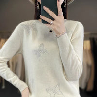 Women's Sweater with Butterfly Embellishment Detail
