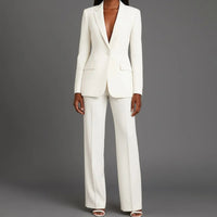 Women's Tailored Single-Button Blazer and Trouser Suit Set