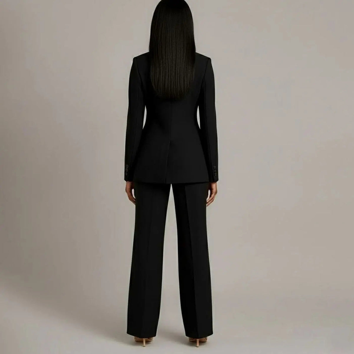 Women's Tailored Single-Button Blazer and Trouser Suit Set