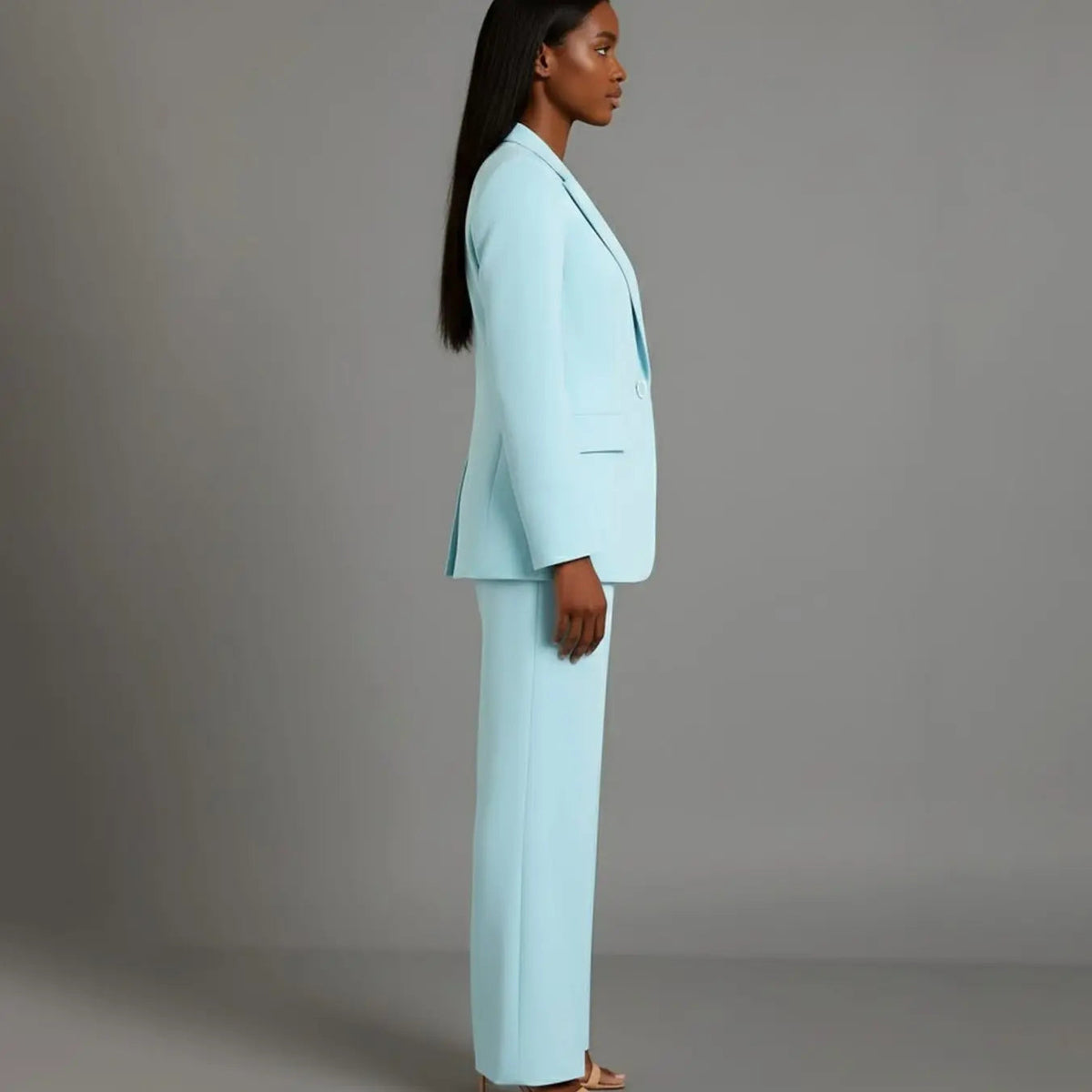 Women's Tailored Single-Button Blazer and Trouser Suit Set