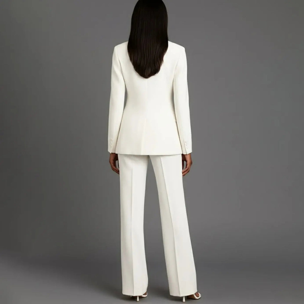 Women's Tailored Single-Button Blazer and Trouser Suit Set