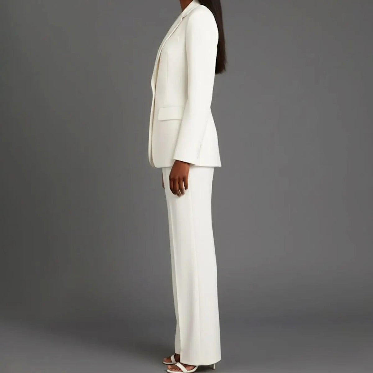 Women's Tailored Single-Button Blazer and Trouser Suit Set