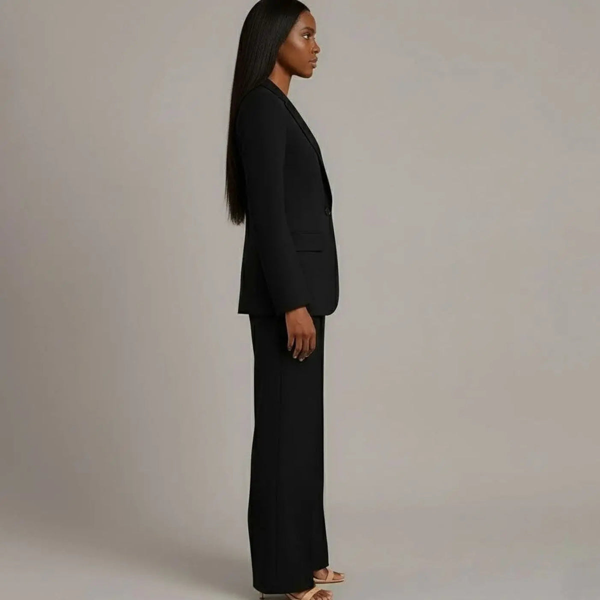 Women's Tailored Single-Button Blazer and Trouser Suit Set