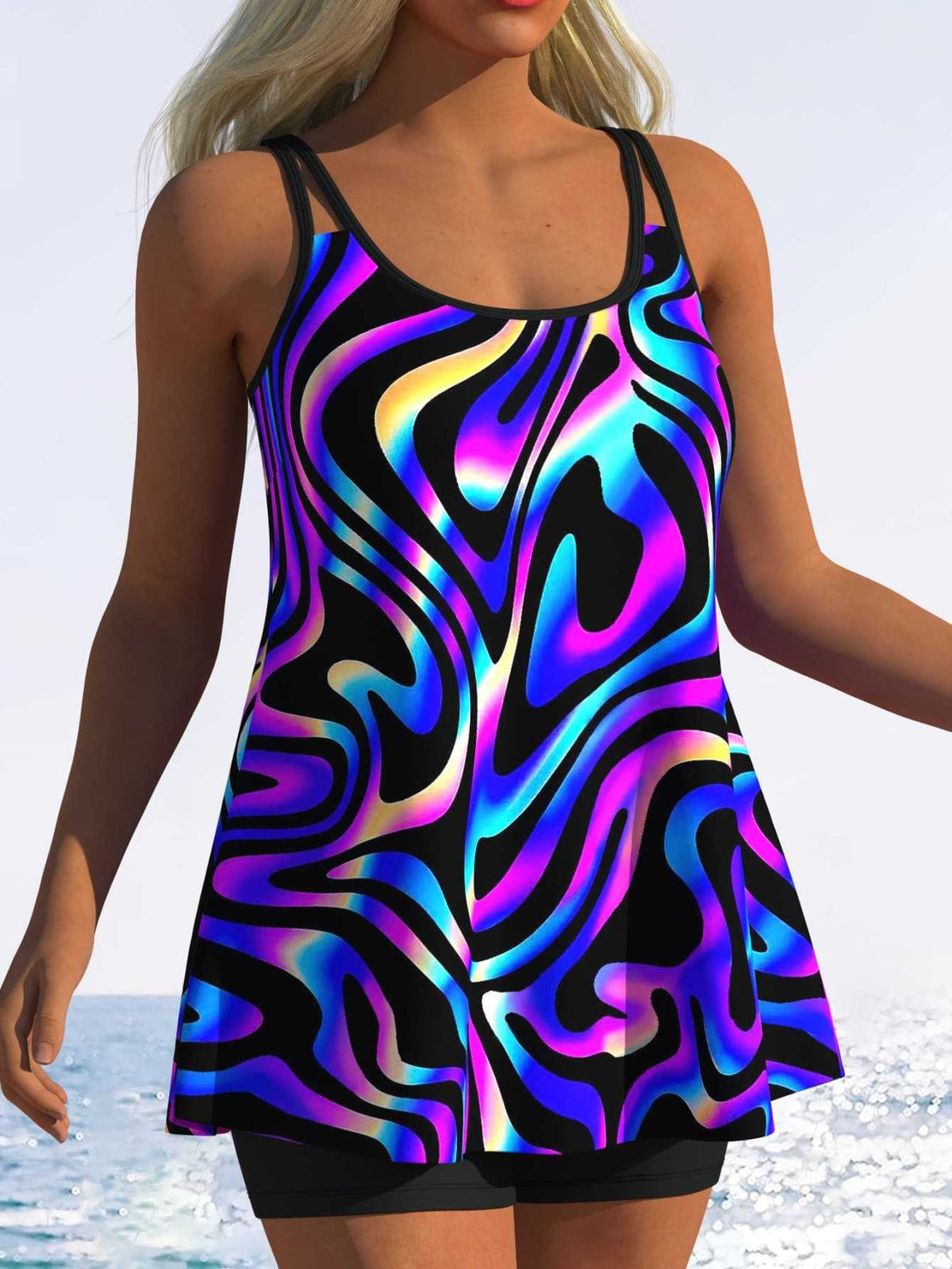 Women's Tankini with Playful Striped Pattern and Original Cut
