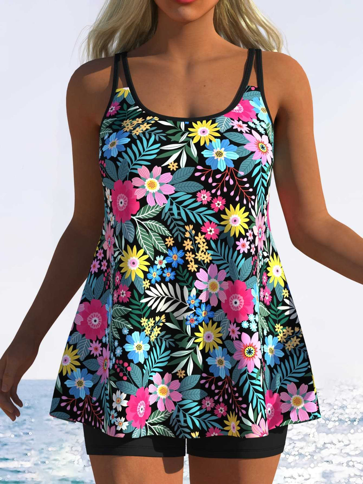 Women's Tankini with Playful Striped Pattern and Original Cut