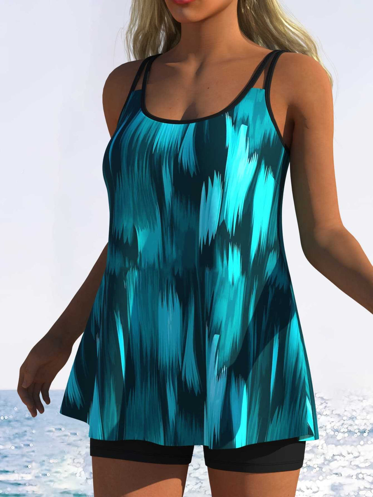 Women's Tankini with Playful Striped Pattern and Original Cut