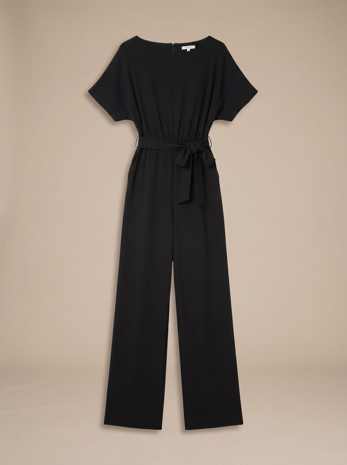 Women's Tie-Belt Wide-Leg Short-Sleeve Jumpsuit