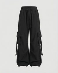 Pantalon cargo ample urbain à entrejambe bas pour femmes, avec poches