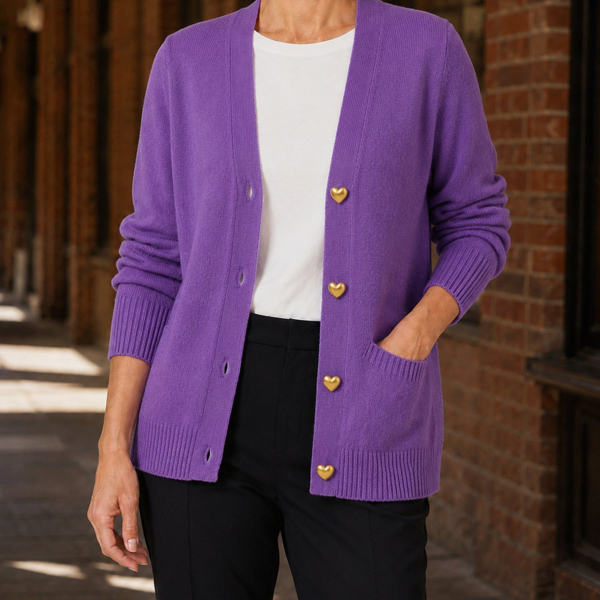 Women's V-Neck Button-Front Knit Cardigan