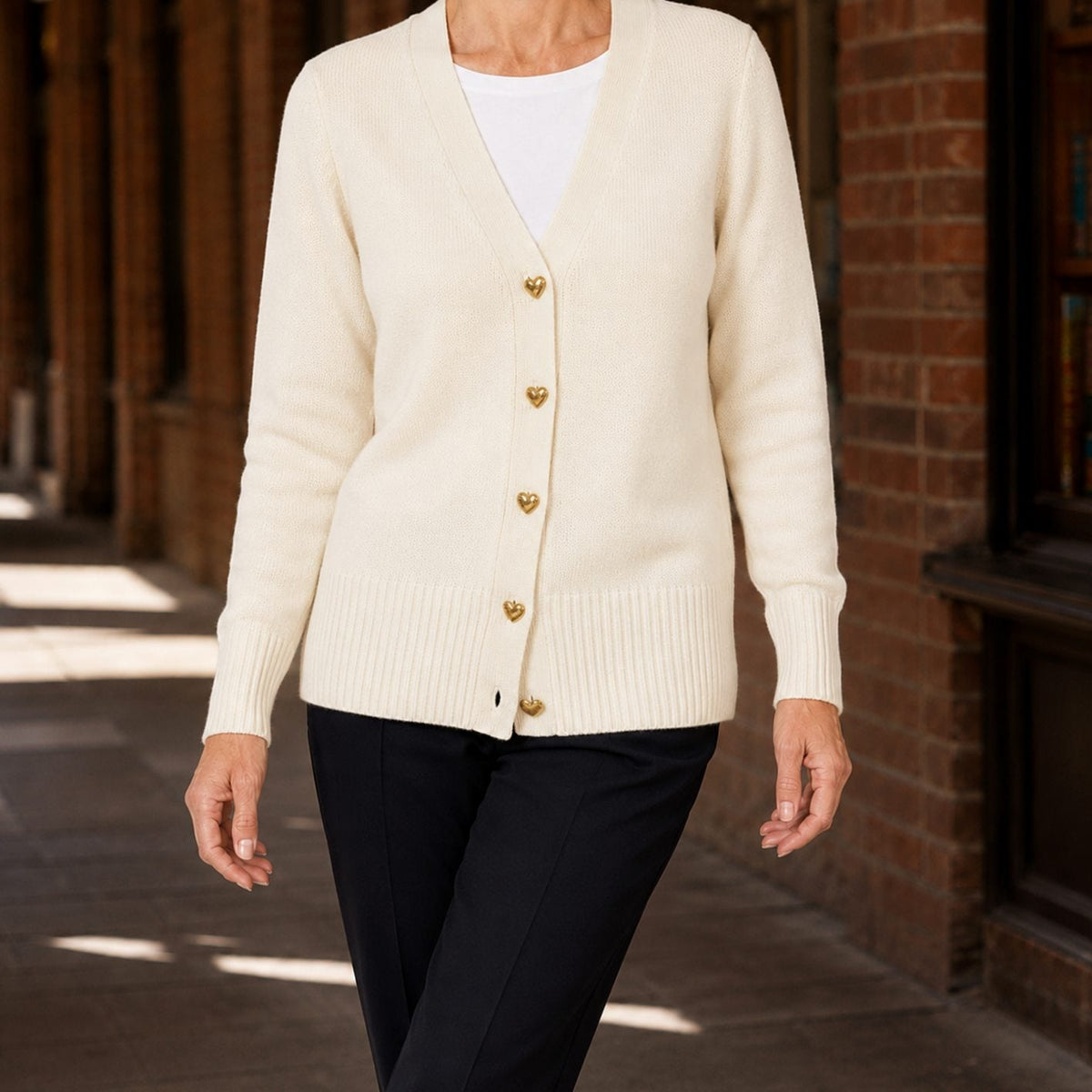 Women's V-Neck Button-Front Knit Cardigan