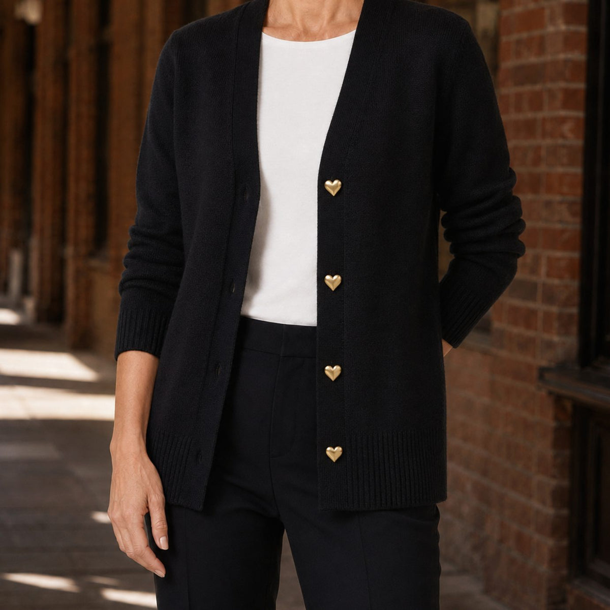 Women's V-Neck Button-Front Knit Cardigan