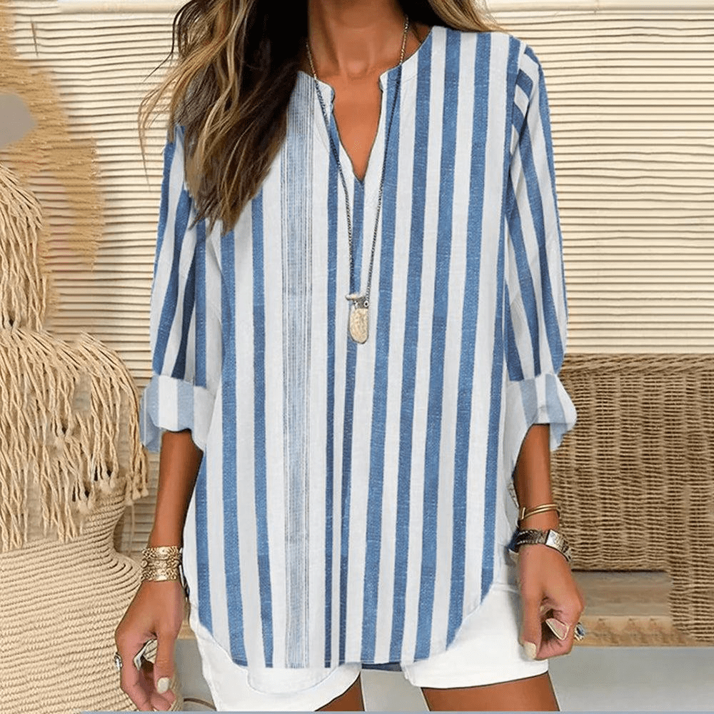 Women's V-Neck Long-Sleeve Top - Elegant & Comfortable