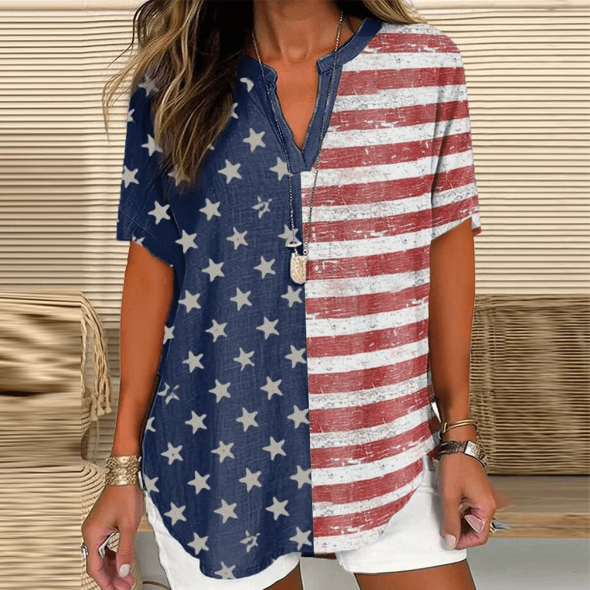 Women's V-Neck Long-Sleeve Top - Elegant & Comfortable