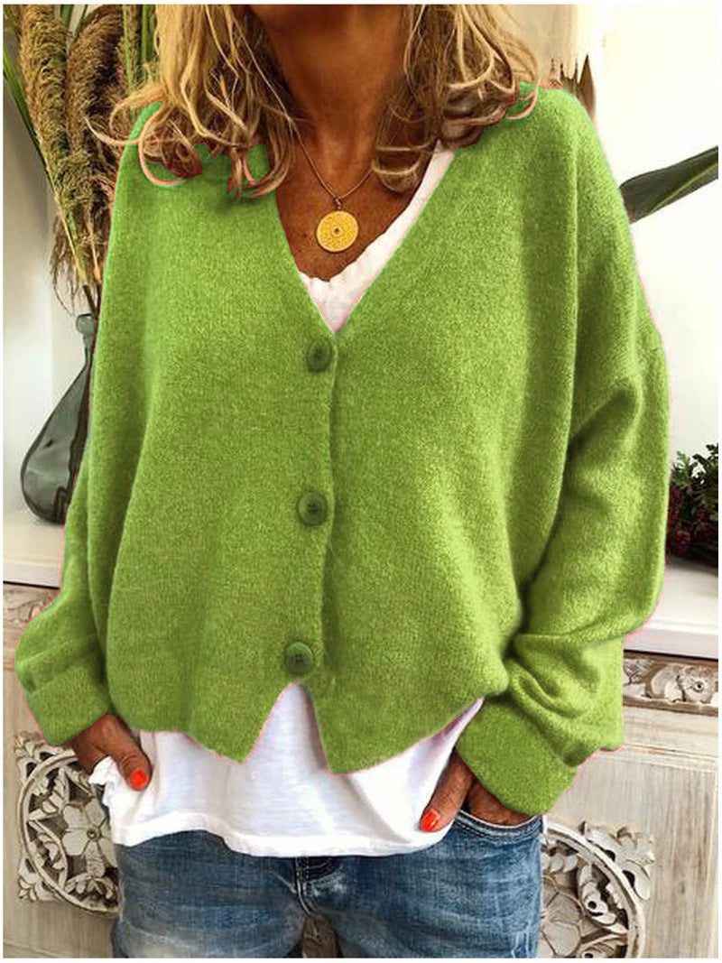 Women's V-Neck Long-Sleeved Button-Down Cardigan