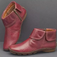 Women's Vintage-Style Ankle Boots with Contrast Stitching