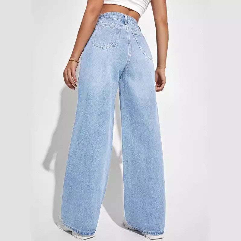 Jean vintage à jambes larges pour femme