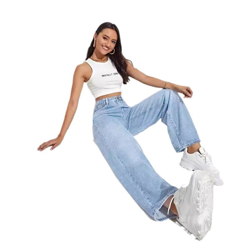 Jean vintage à jambes larges pour femme