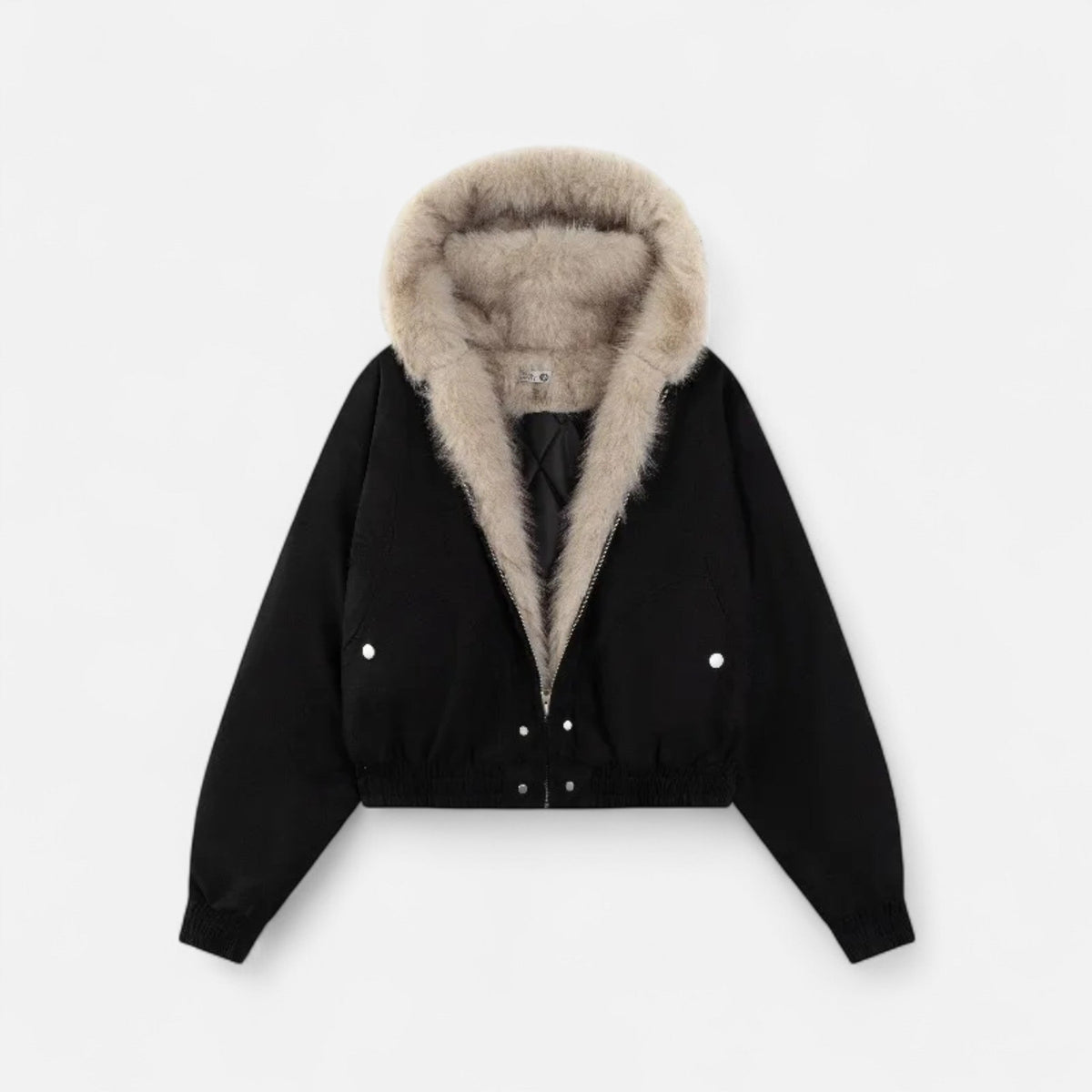 Manteau d'hiver vintage pour femme avec col en fourrure et taille cintrée