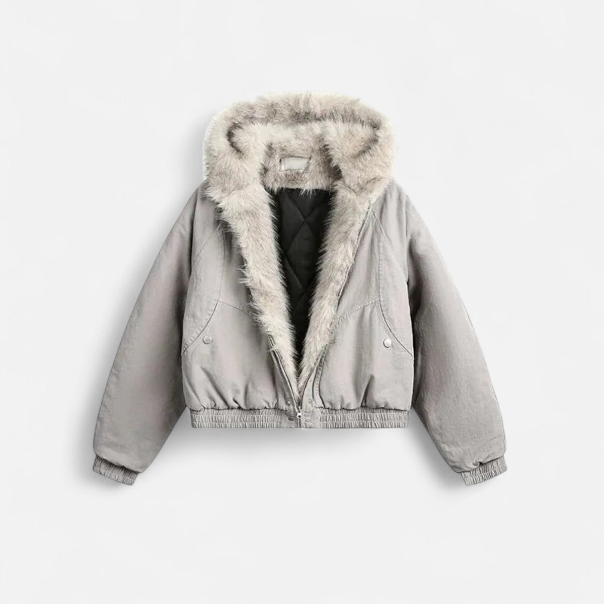 Manteau d'hiver vintage pour femme avec col en fourrure et taille cintrée