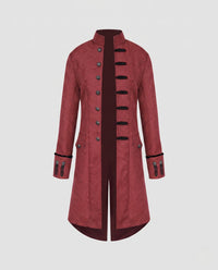 Women's Frock Coat with Stand Collar and Button Placket
