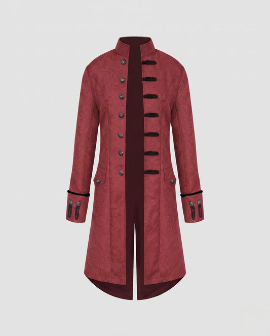 Women's Frock Coat with Stand Collar and Button Placket