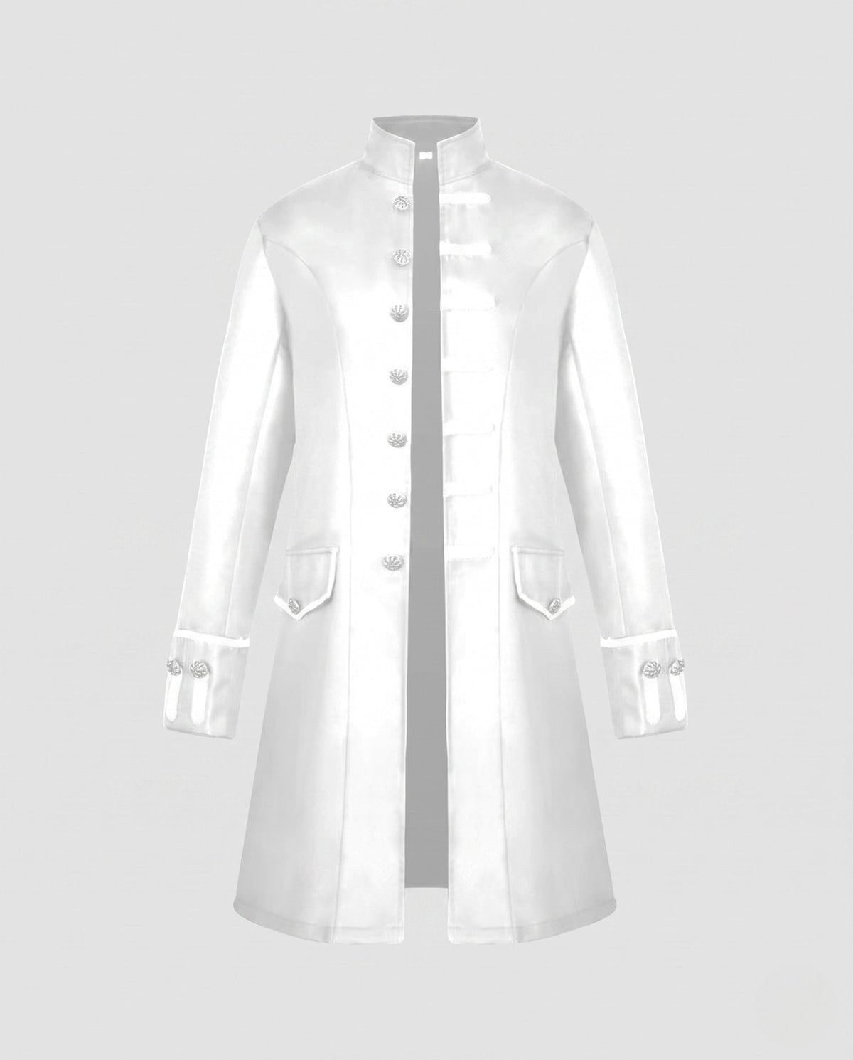 Women's Frock Coat with Stand Collar and Button Placket