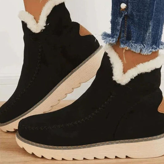 Women's Warm Faux Fur-Lined Slip-On Winter Ankle Boots