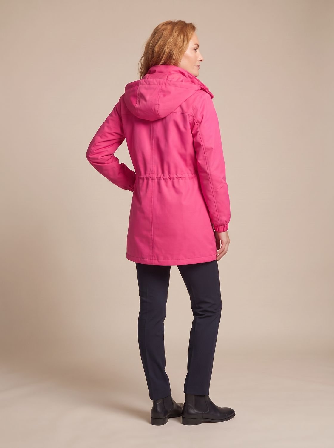 Women's Water-Resistant Hooded Drawstring Parka Coat