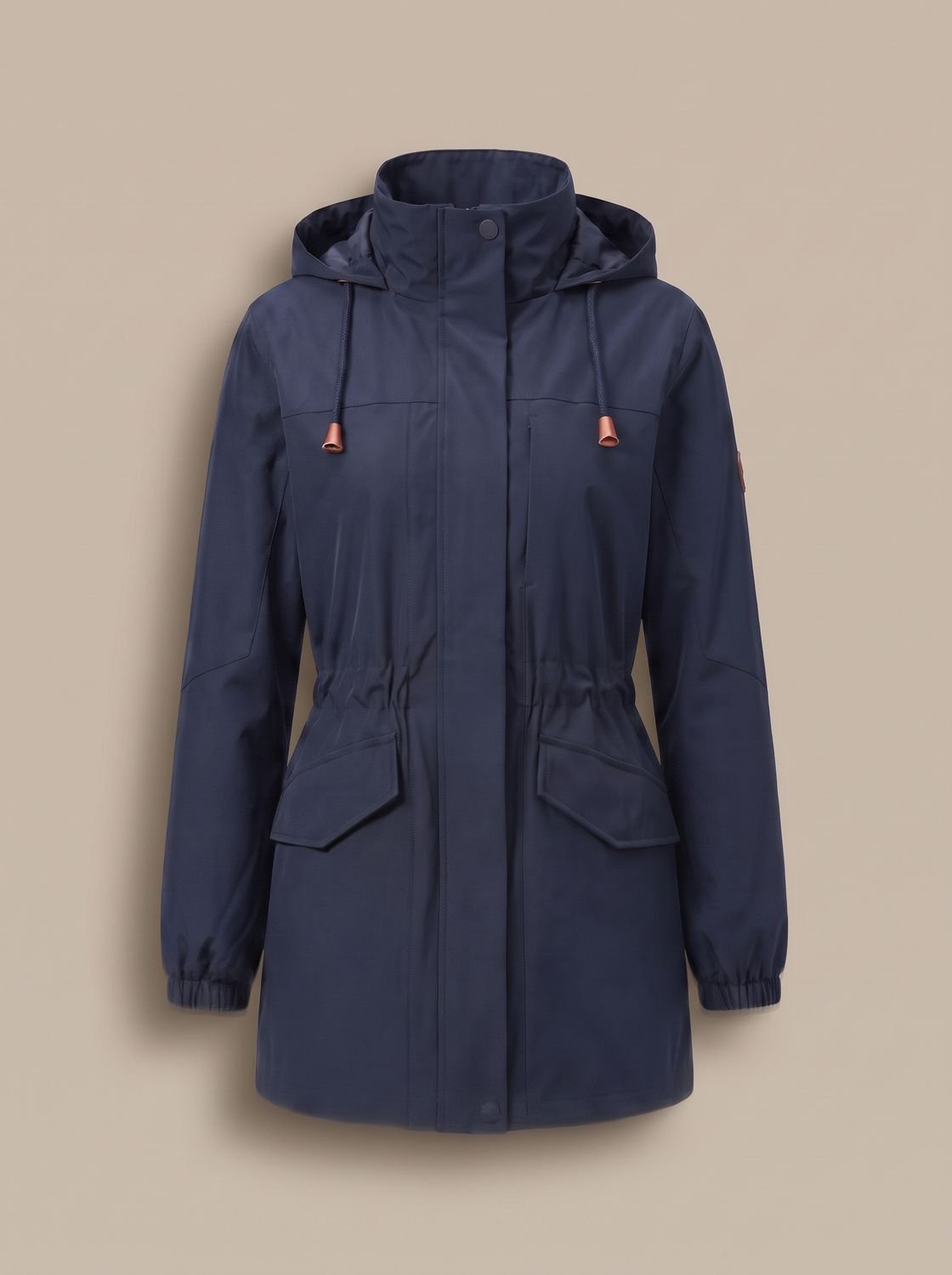 Women's Water-Resistant Hooded Drawstring Parka Coat