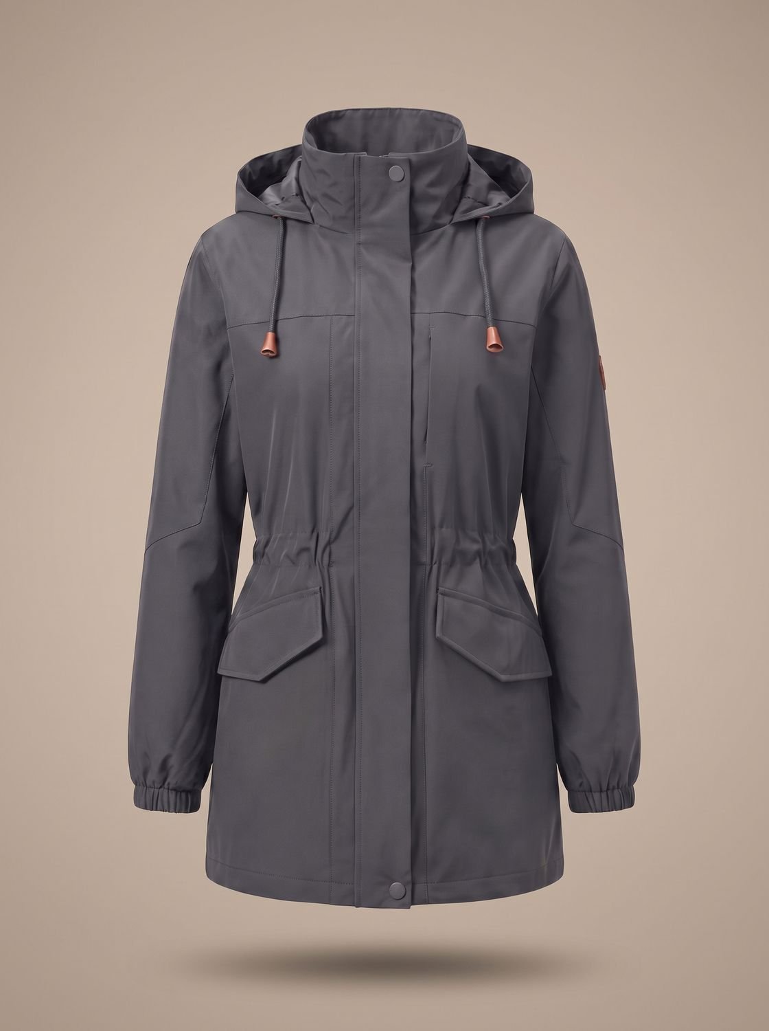 Women's Water-Resistant Hooded Drawstring Parka Coat