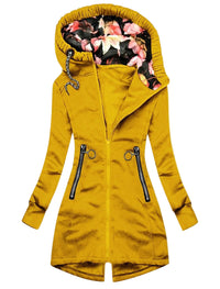 Women's Waterproof Hooded Rain Jacket with Floral Print