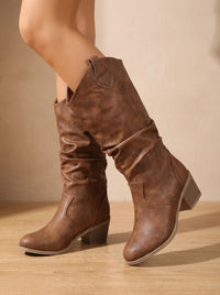Women's Wide-Calf Pull-On Western Knee-High Boots