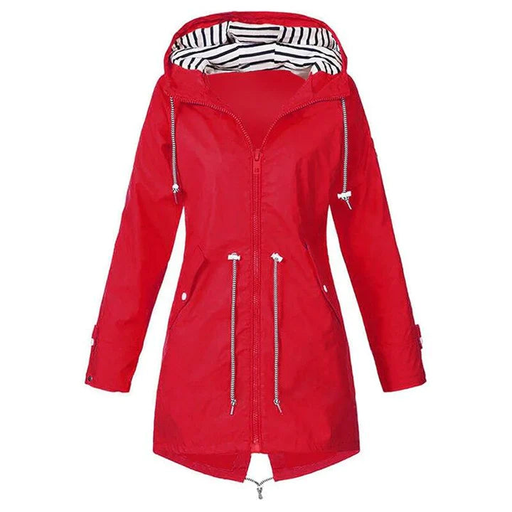 Women's Windproof Hooded Rain Jacket for Leisure Activities