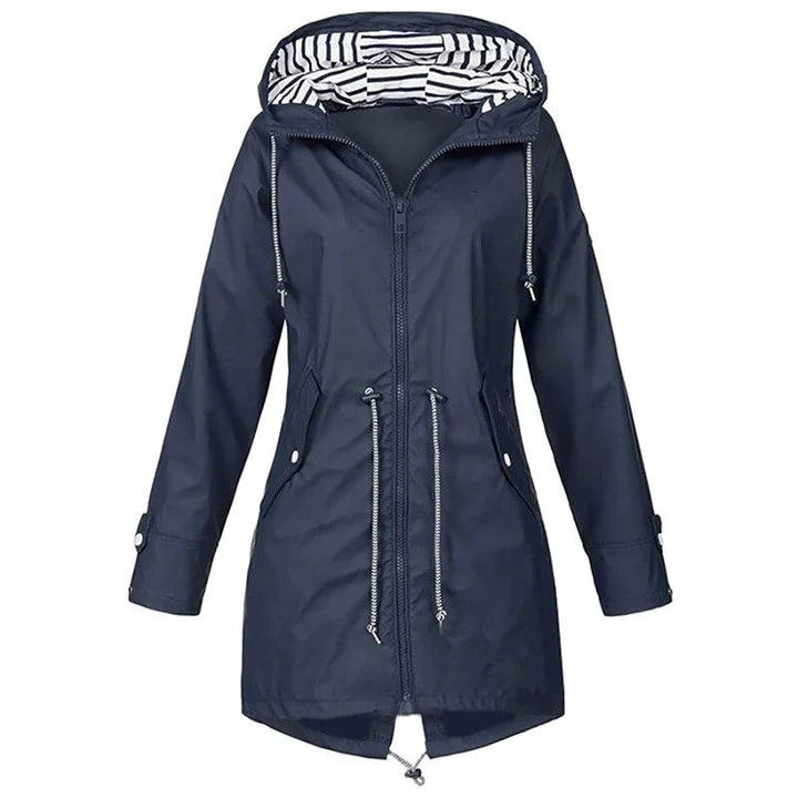 Women's Windproof Hooded Rain Jacket for Leisure Activities