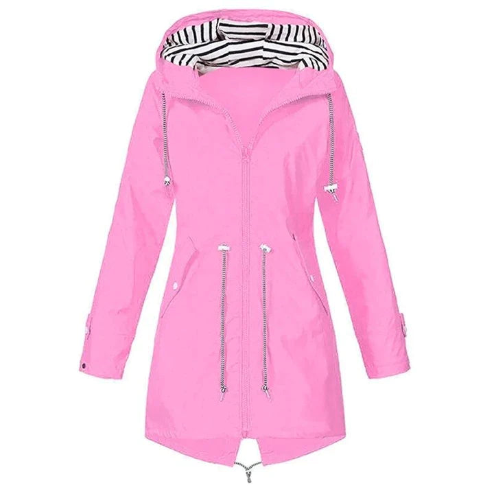 Women's Windproof Hooded Rain Jacket for Leisure Activities