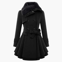 Manteau d’hiver pour femme avec ceinture et fermeture boutonnée