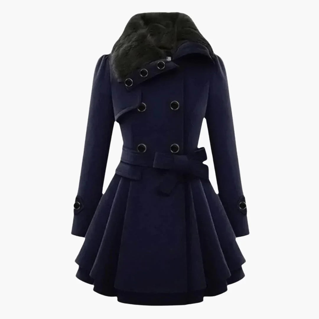 Manteau d’hiver pour femme avec ceinture et fermeture boutonnée