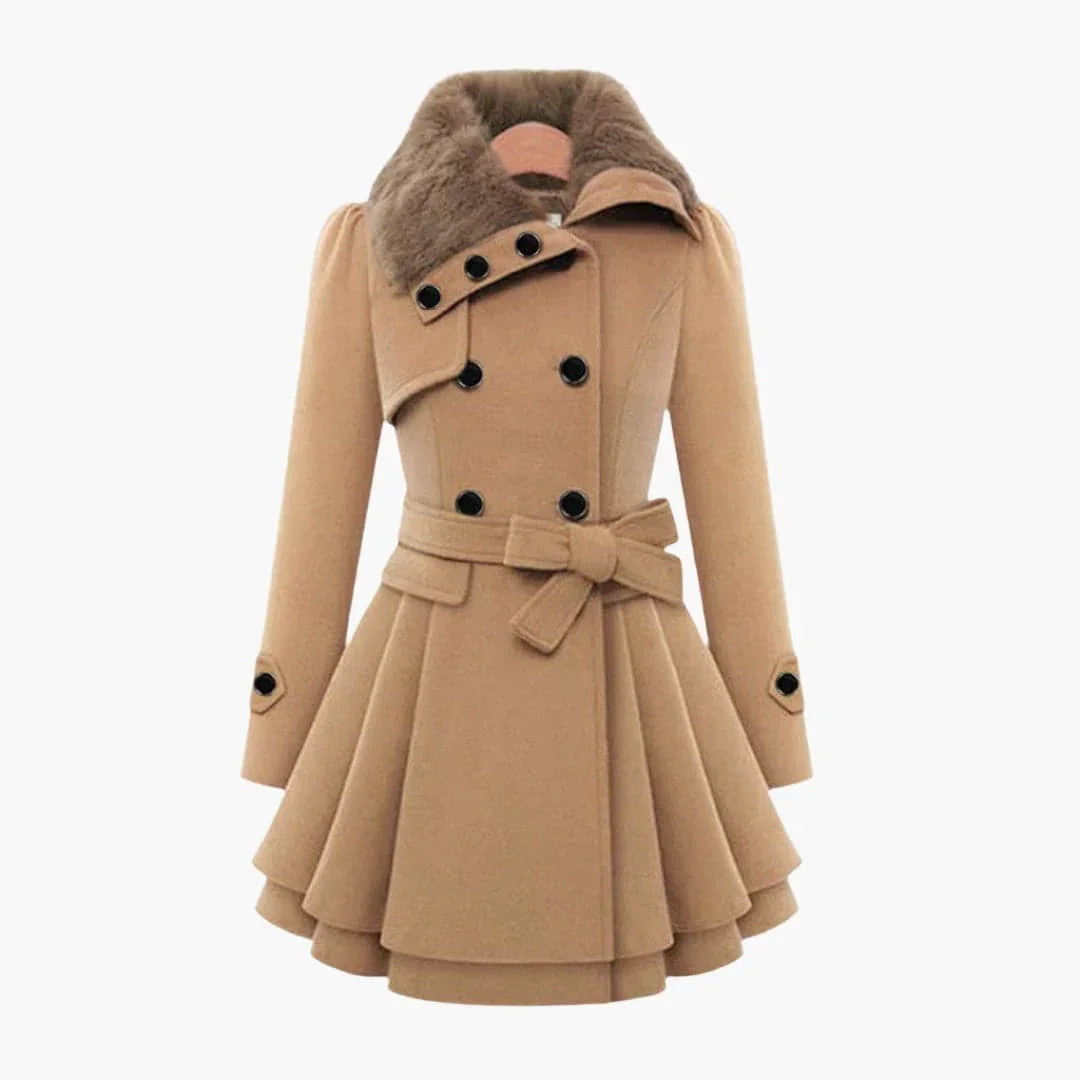 Manteau d’hiver pour femme avec ceinture et fermeture boutonnée