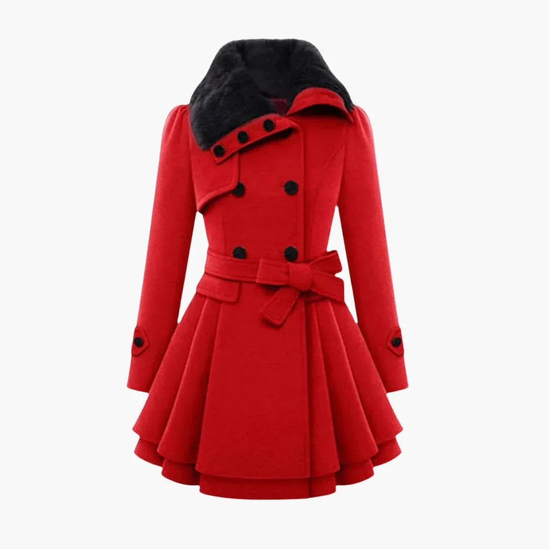 Manteau d’hiver pour femme avec ceinture et fermeture boutonnée