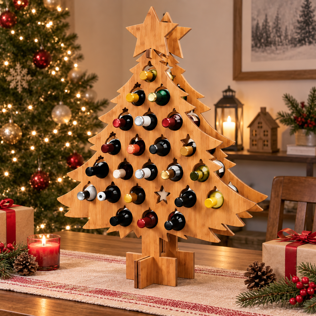 Wooden Advent Calendar with 24 Slots for Christmas Countdown - Reusable Christmas Decoration