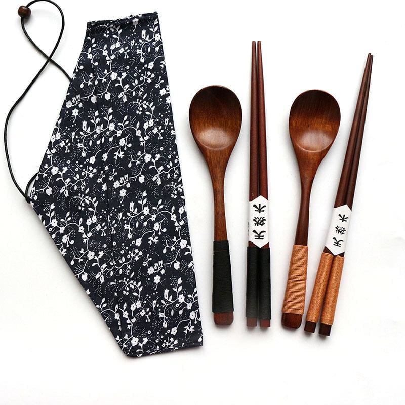 Wooden Chopstick and Spoon Set