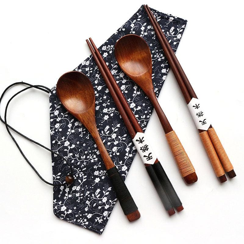 Wooden Chopstick and Spoon Set